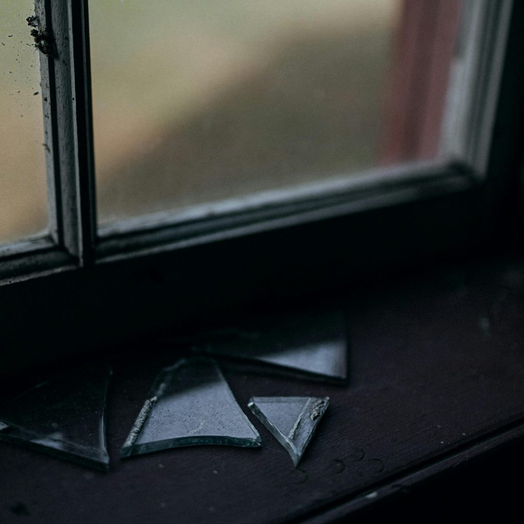Image of burglary smashed window Physical Security
