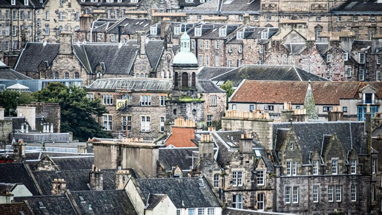 Stone buildings in Edinburgh seen from above Stone buildings in Edinburgh seen from above